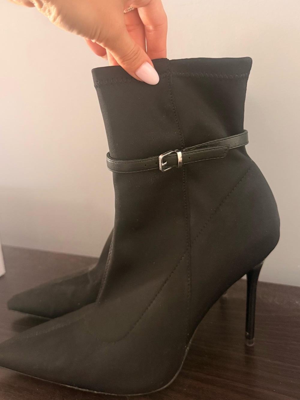 Black Pointed Toe Stiletto Ankle Boots